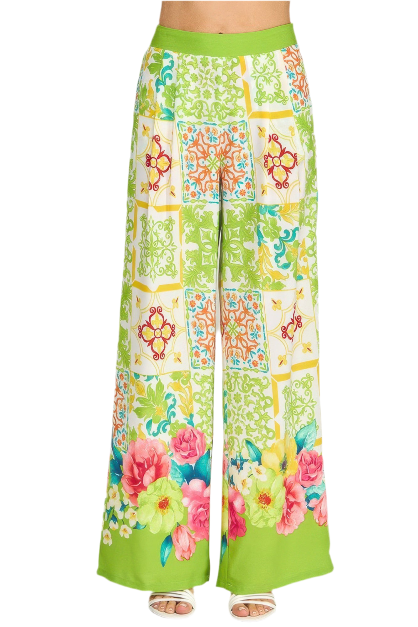 Printed Wide Leg Pants With Elastic Back ~2 Colors