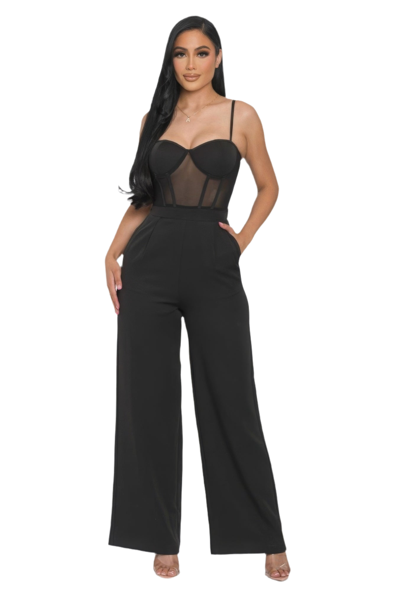 Mesh insert jumpsuit shop