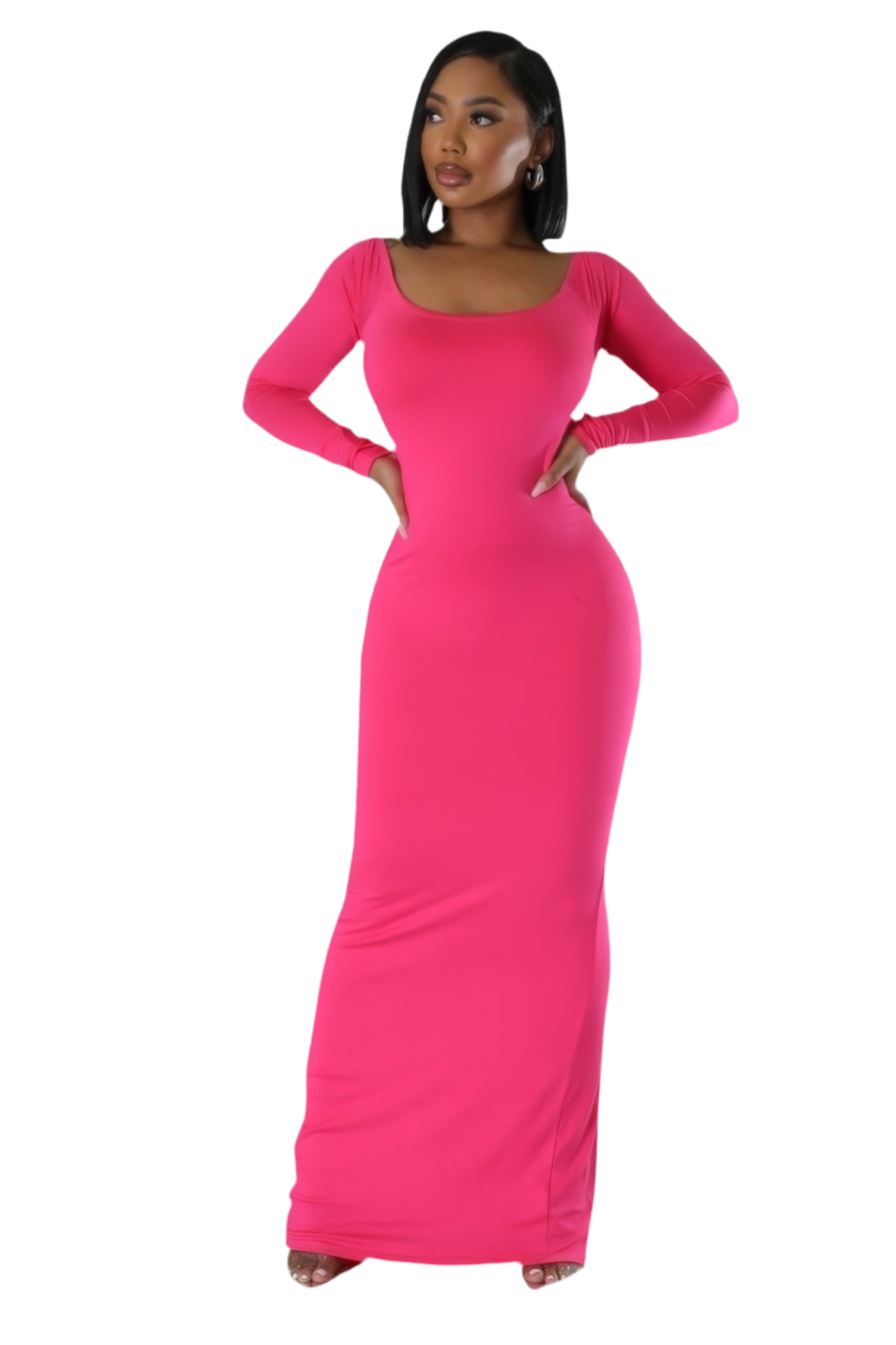 Long Sleeves Stretch Dress ~ 4 Colors