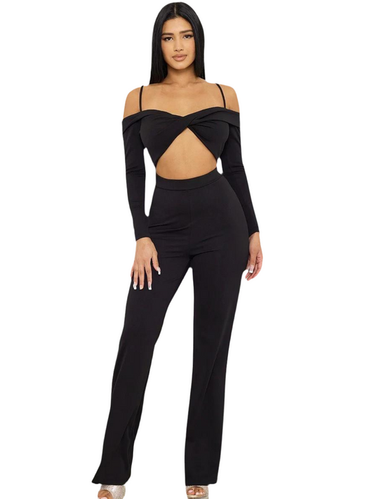 Open Shoulder Cutout Detail Jumpsuit ~ 3 Colors