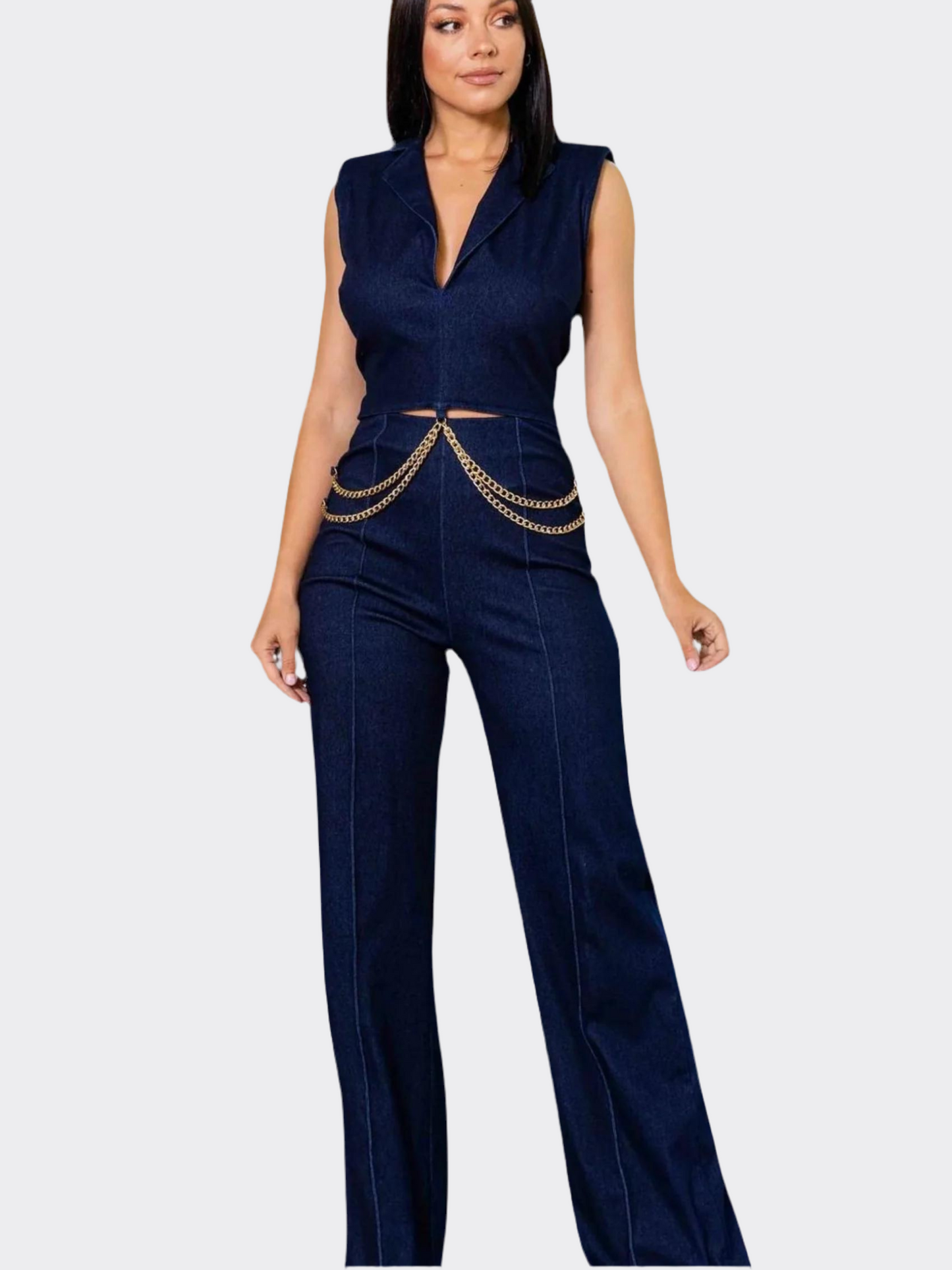 Denim Stretch Fashion Jumpsuit