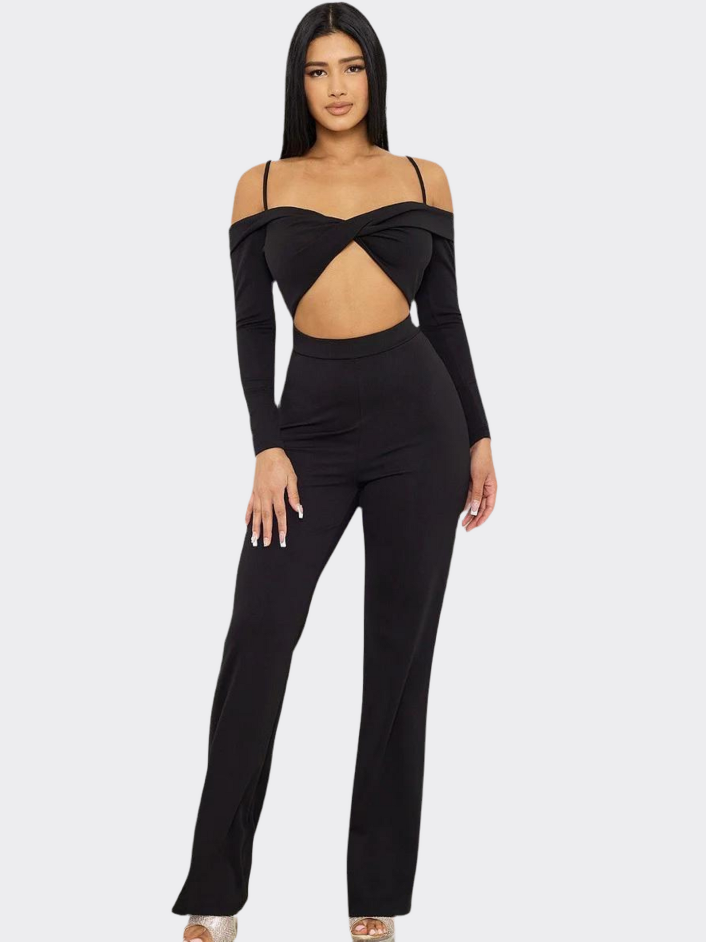 Open Shoulder Cutout Detail Jumpsuit ~ 3 Colors