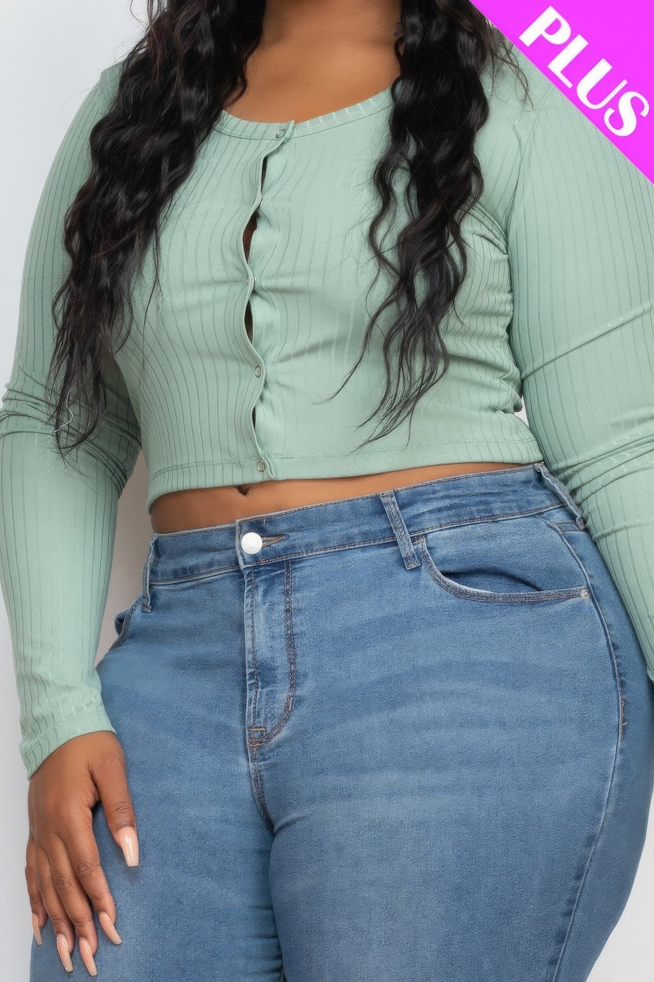 Plus Size Button Up Cropped Top ~3 Colors