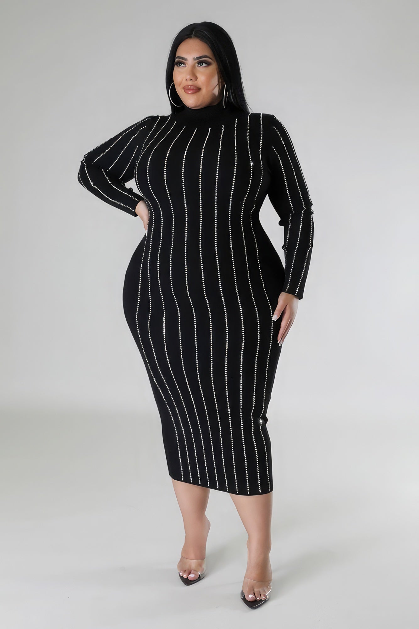 Turtle Neck Stretch Dress ~2 Colors