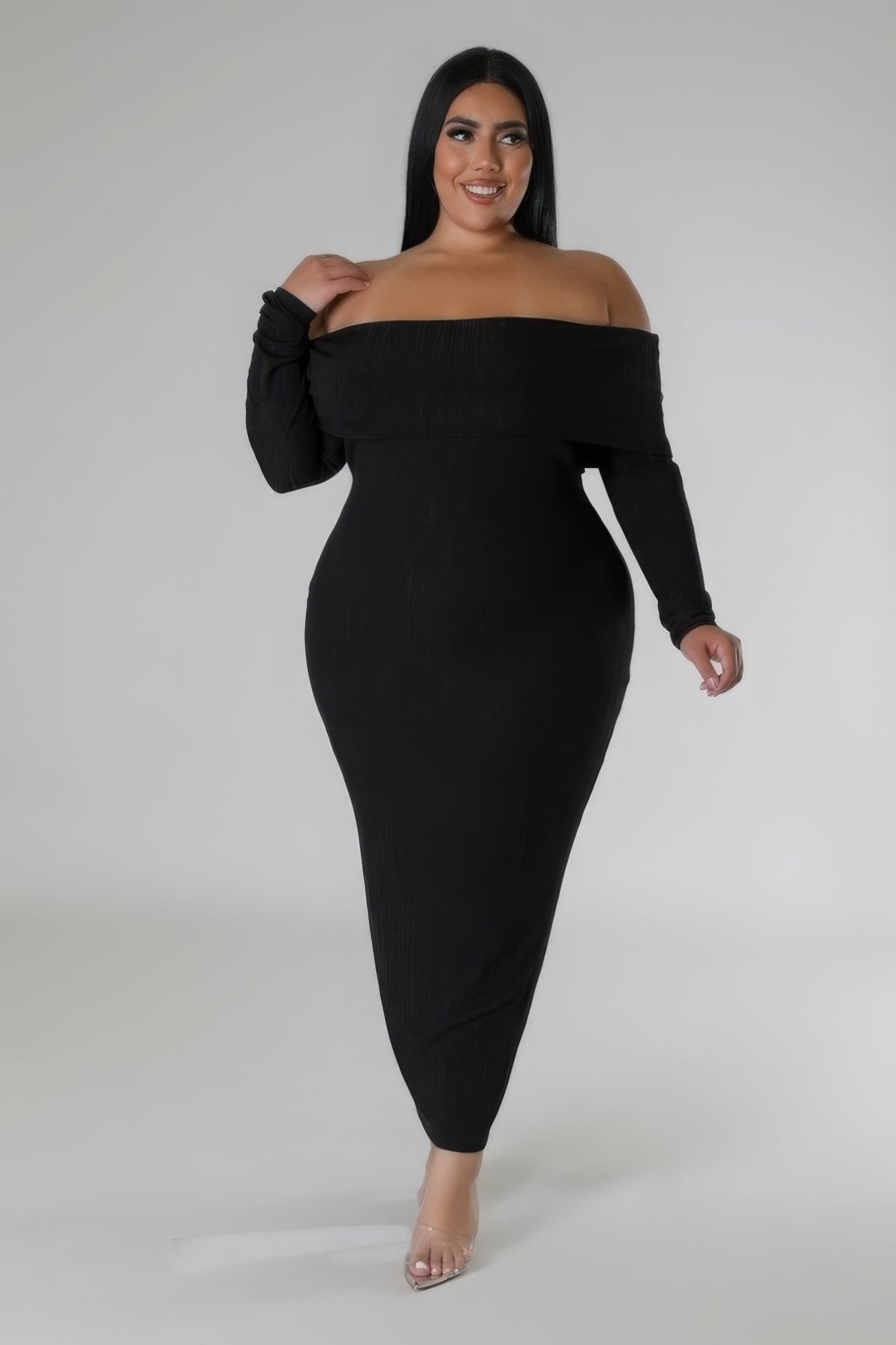 Off Shoulders Stretch Dress ~ 3 Colors