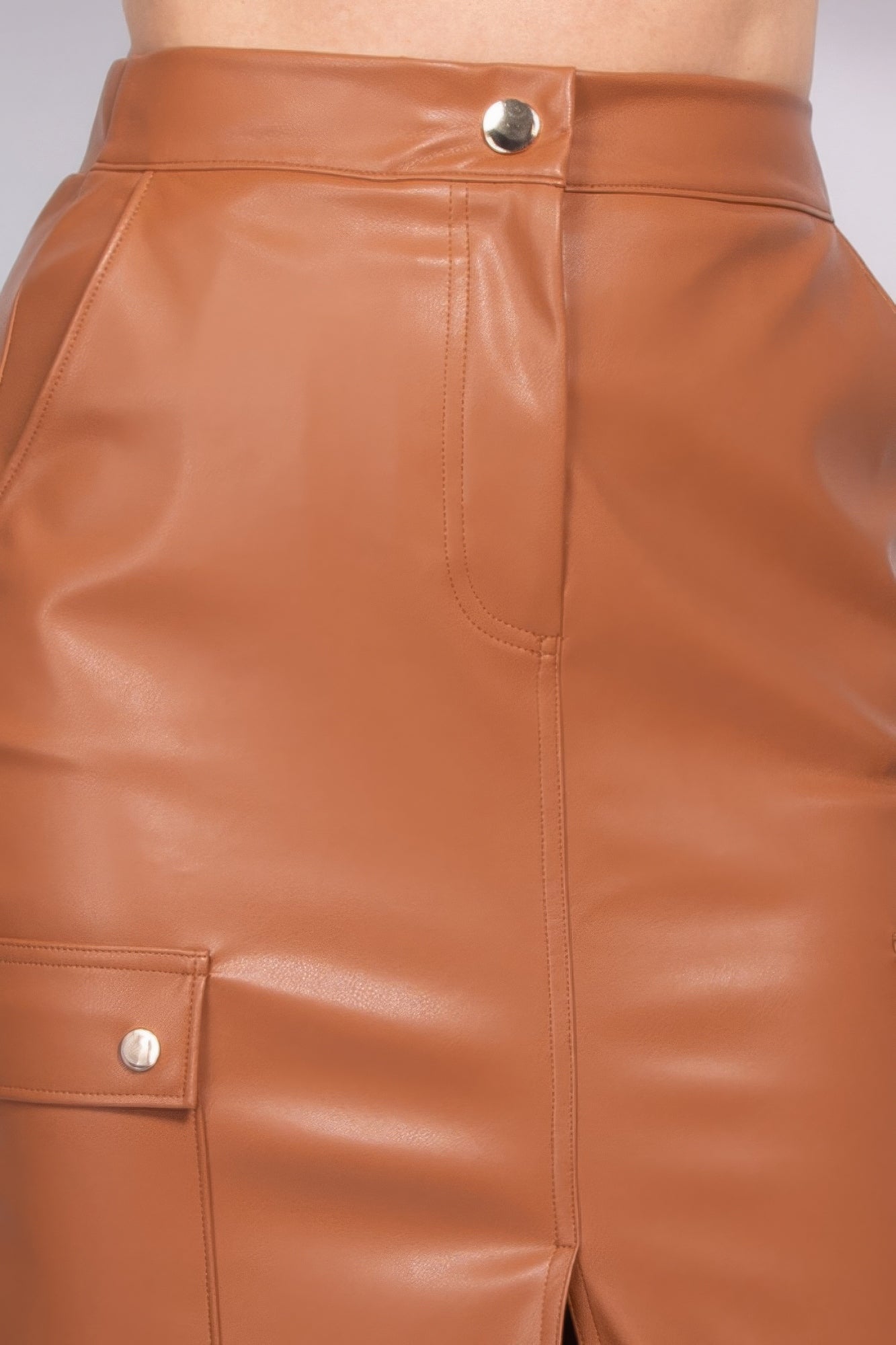 Faux Leather High-rise Cargo Skirt ~ 3 Colors