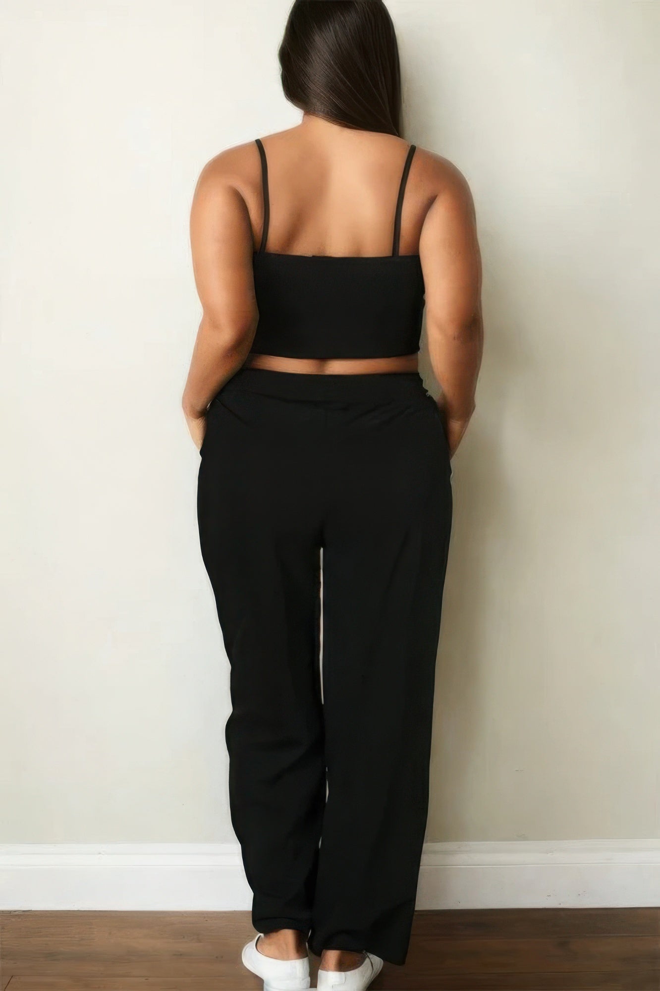 Plus Bustier Crop Cami Top & Slant Pocket Straight Pants ~ 3 Colors