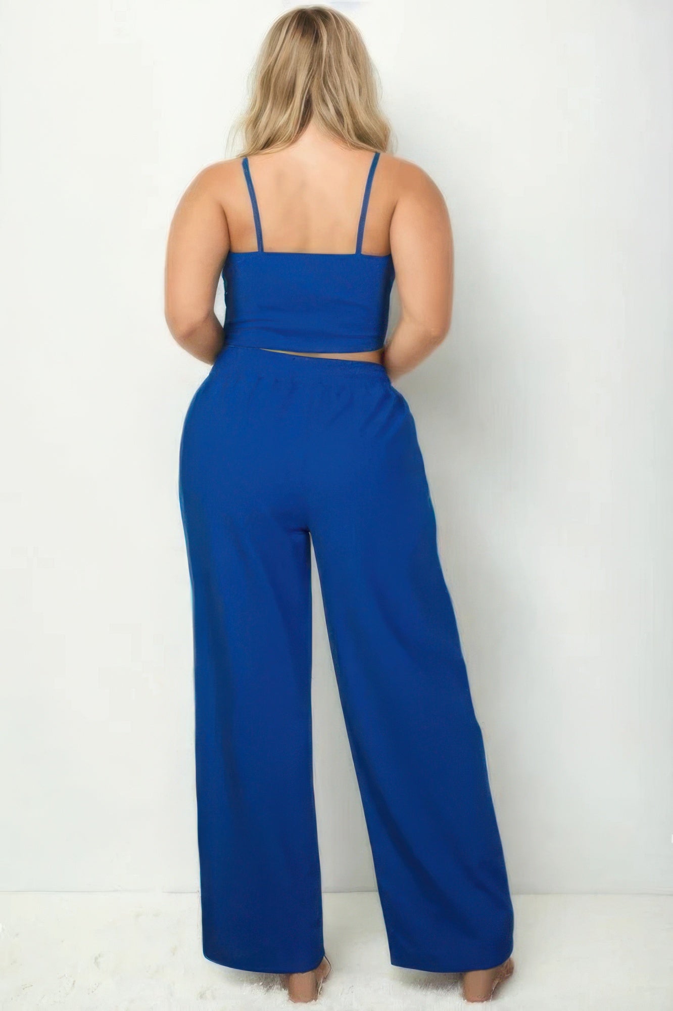 Plus Bustier Crop Cami Top & Slant Pocket Straight Pants ~ 3 Colors