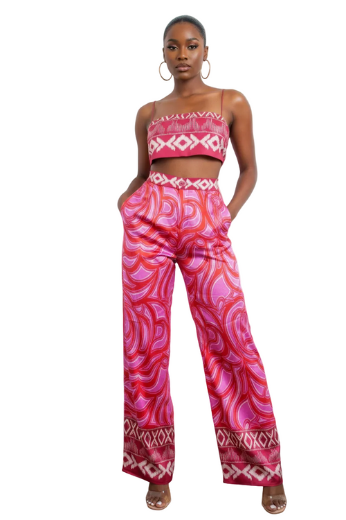 Bra Top And Wide Leg Pants Set