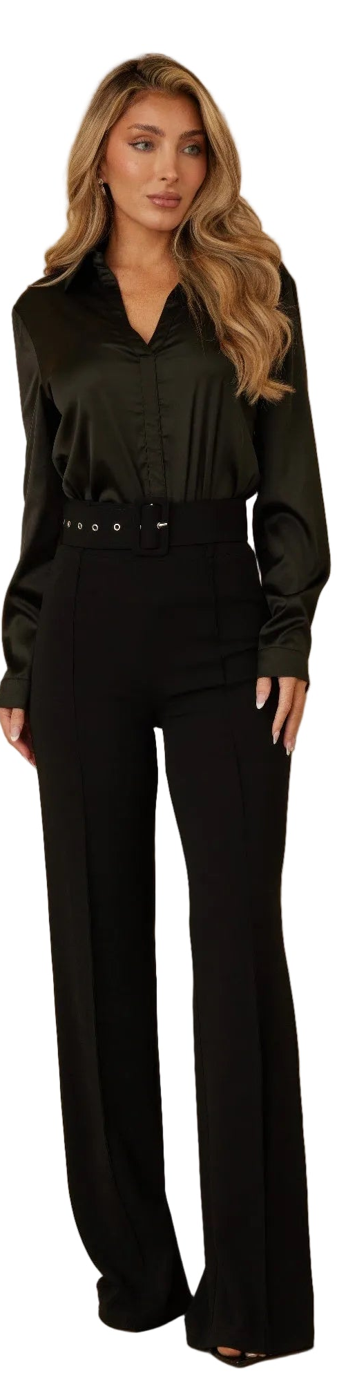 High Waist Pants With Buckle Belt