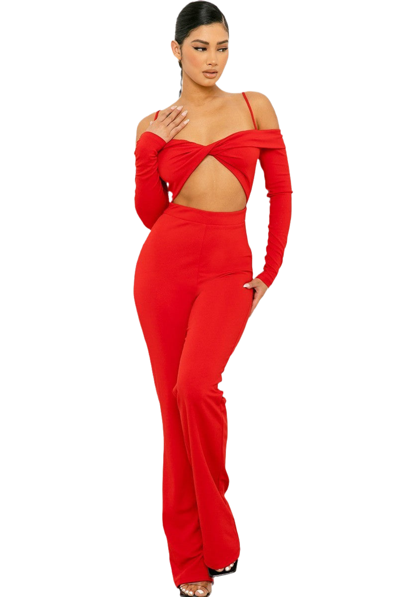 Open Shoulder Cutout Detail Jumpsuit ~ 3 Colors