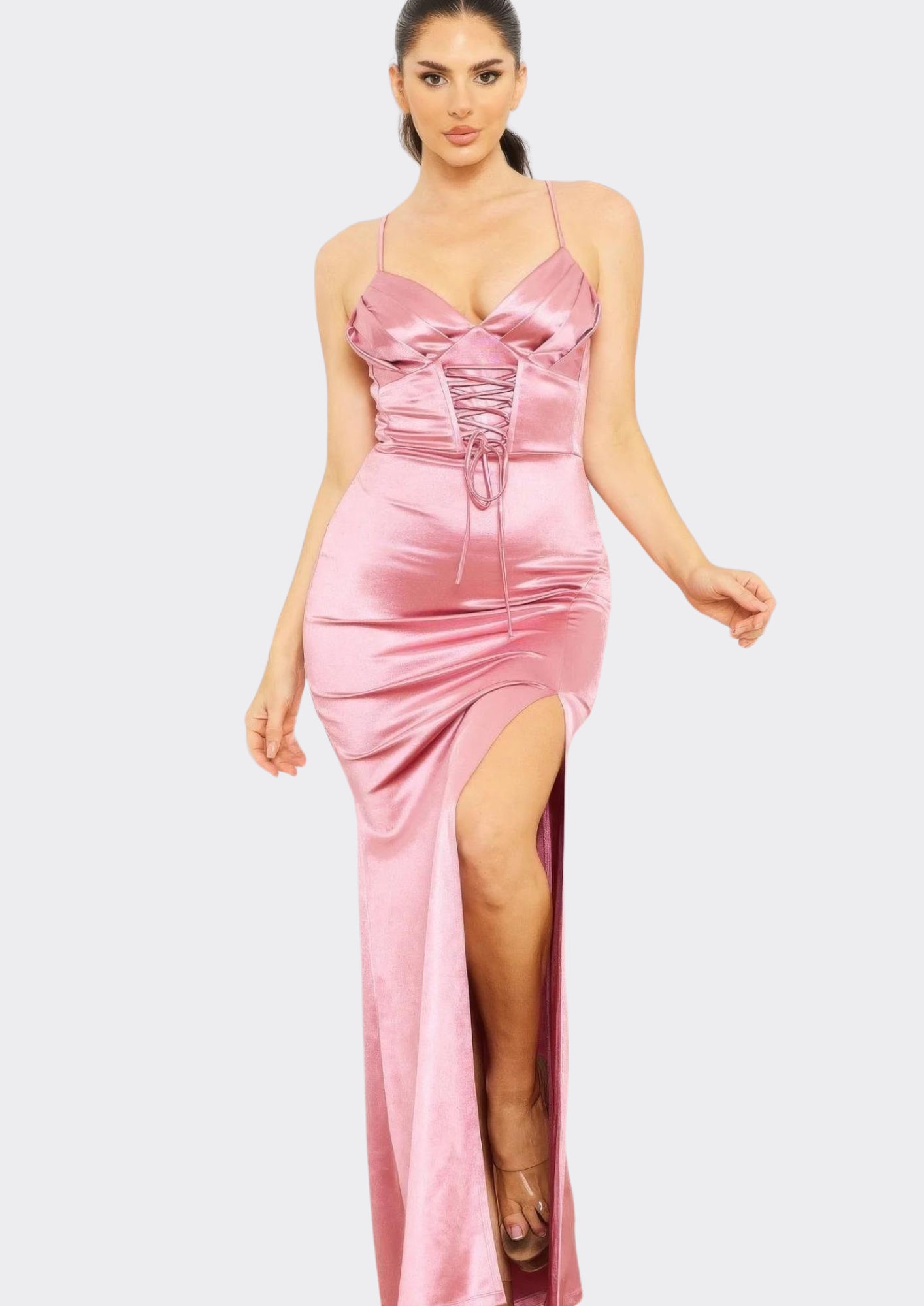 Satin Caged Waist Maxi Dress ~ 4 Colors