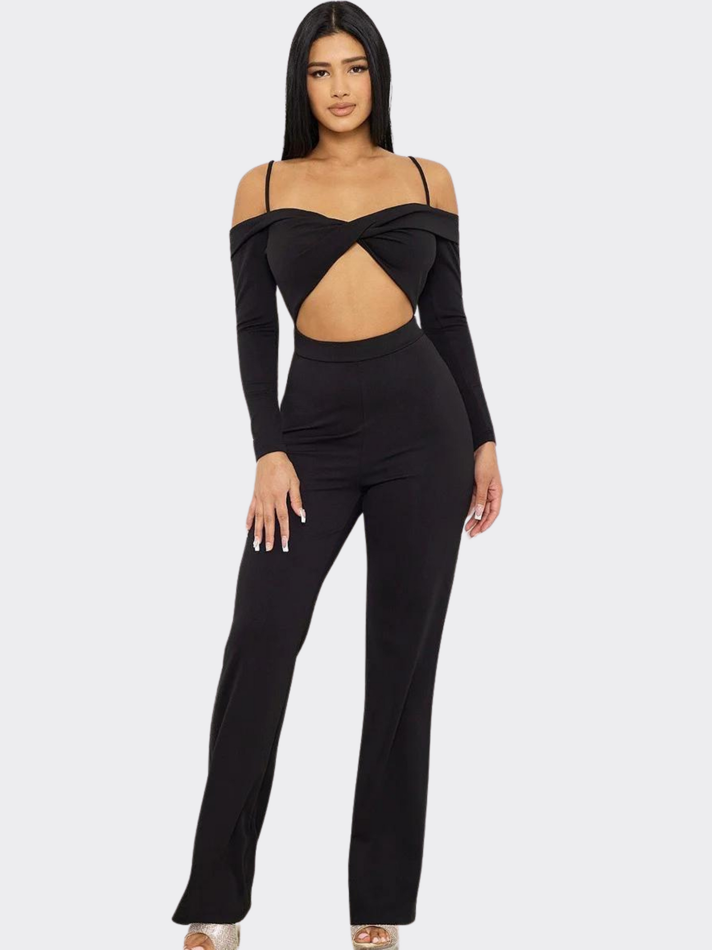 Open Shoulder Cutout Detail Jumpsuit ~ 3 Colors