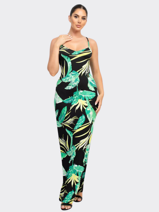 Scoop Tropical Print Maxi Dress ~ 6 Colors