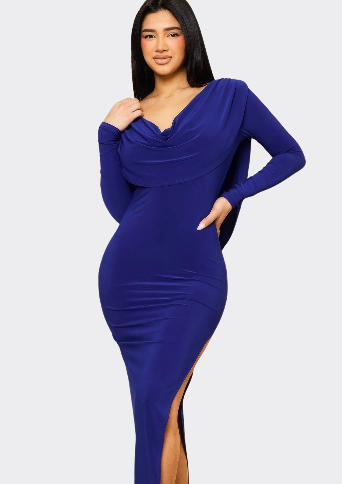 Low Cowl Neck And Back Midi Dress ~ 2 Colors