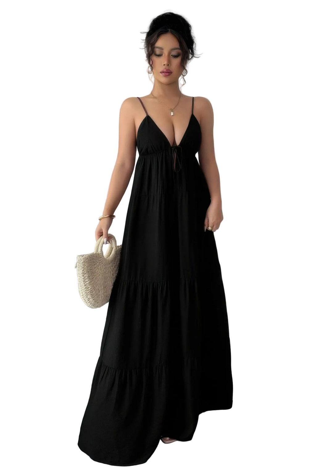 Sleeveless Elegant Suspender Aline Maxi Dress