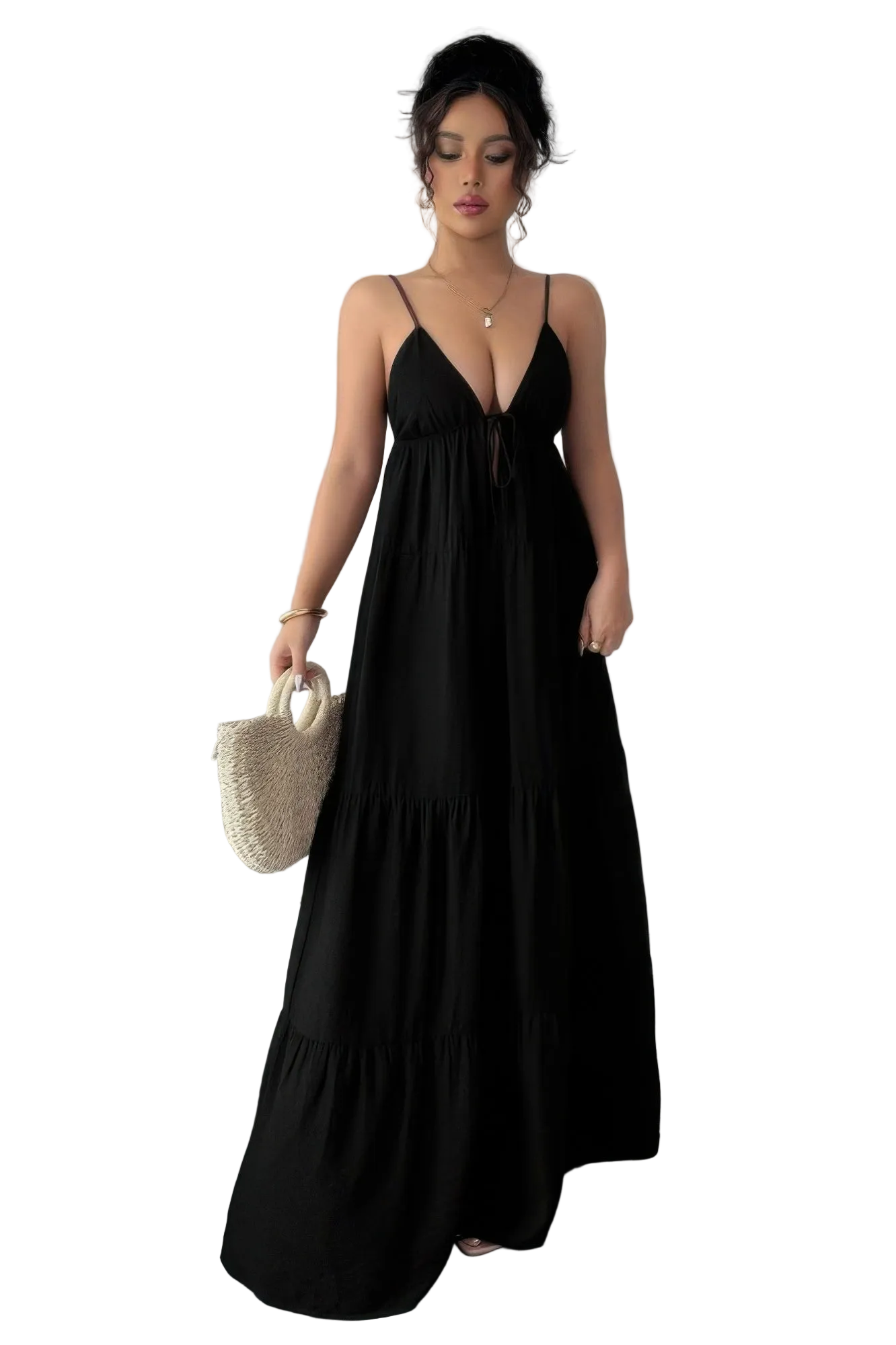 Sleeveless Elegant Suspender Aline Maxi Dress