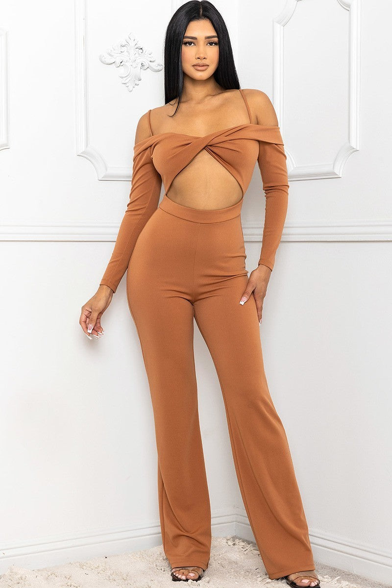 Open Shoulder Cutout Detail Jumpsuit ~ 3 Colors