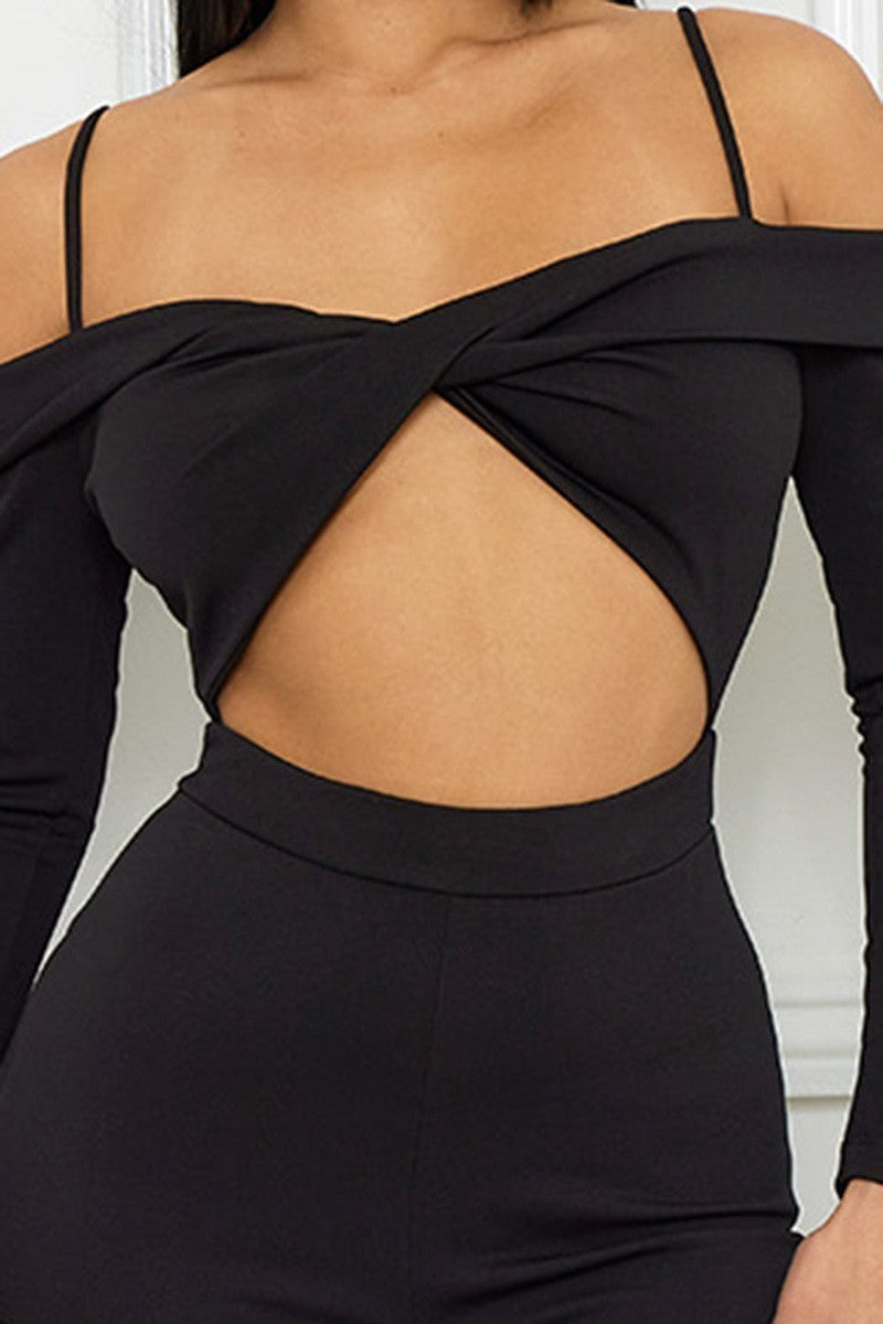 Open Shoulder Cutout Detail Jumpsuit ~ 3 Colors