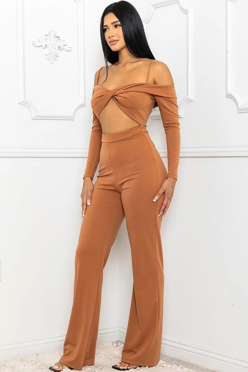 Open Shoulder Cutout Detail Jumpsuit ~ 3 Colors