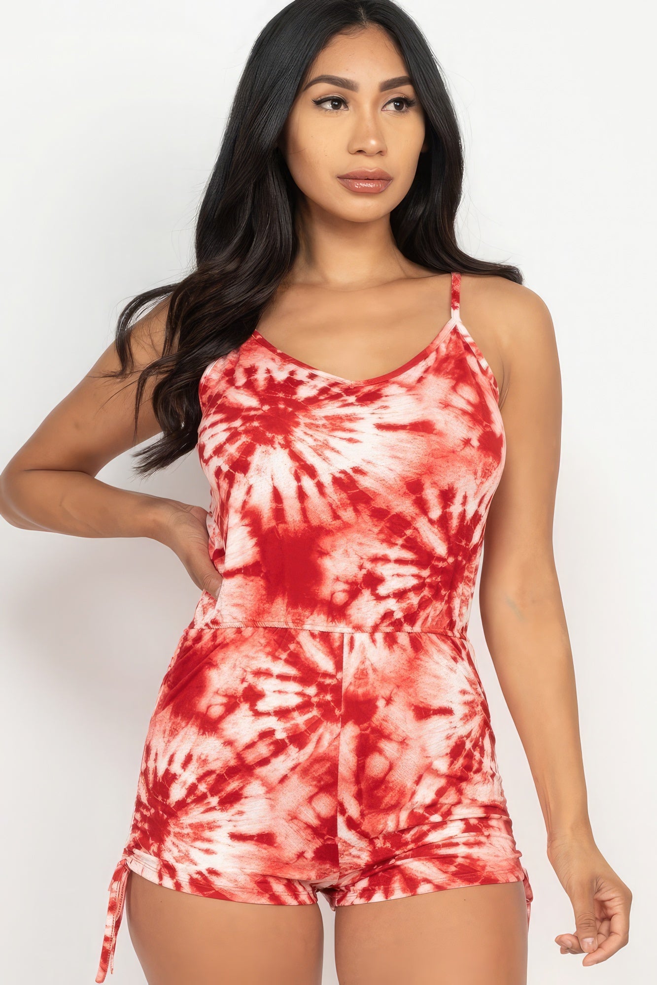 Tie-dye Ruched Drawstring Summer Romper ~ 3 Colors