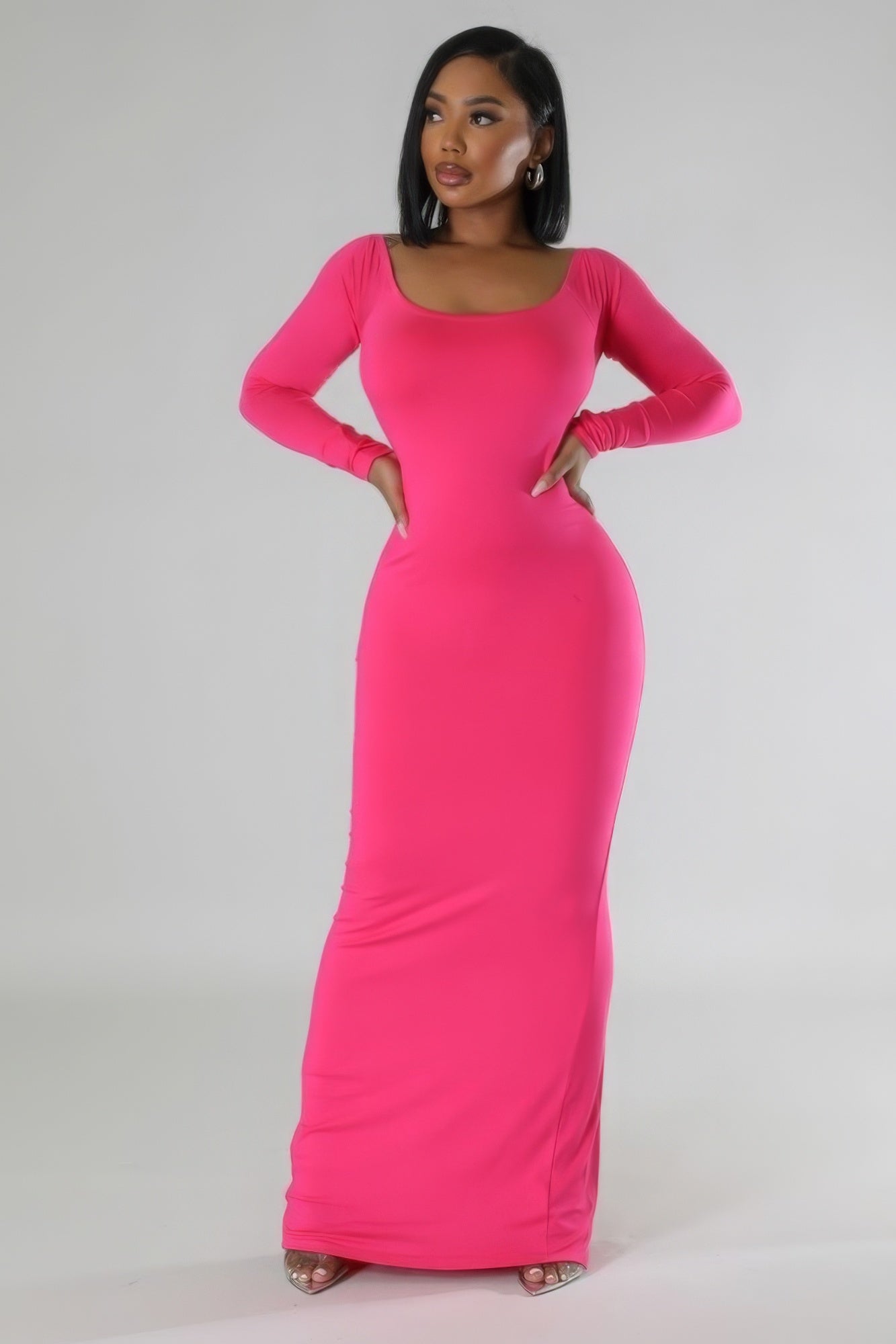 Long Sleeves Stretch Dress ~ 4 Colors